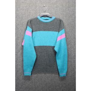 The Aspen Lid Sweater Wool Acrylic Mens Medium Colorblock Blue Gray